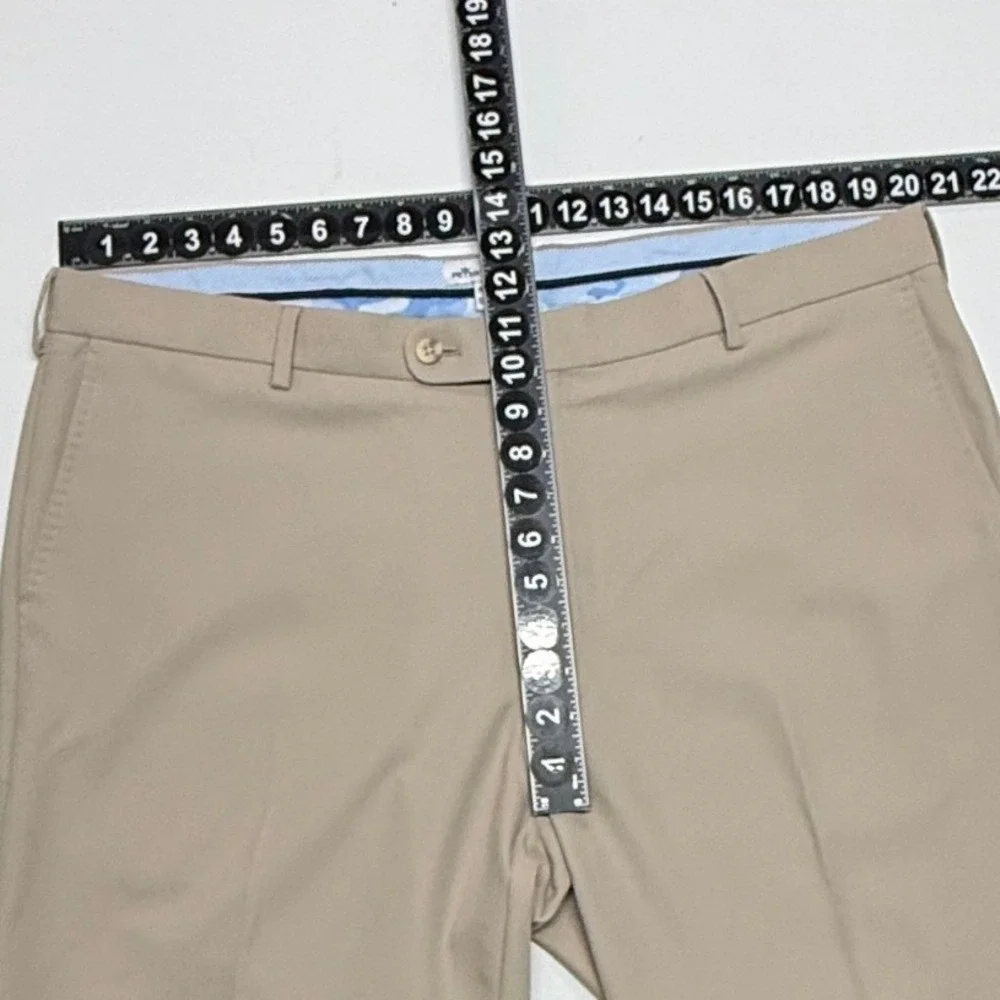 Peter Millar Pants‎ Mens Measures 40x30 Tan Golf Performance Hemmed Tag Sz 40x32